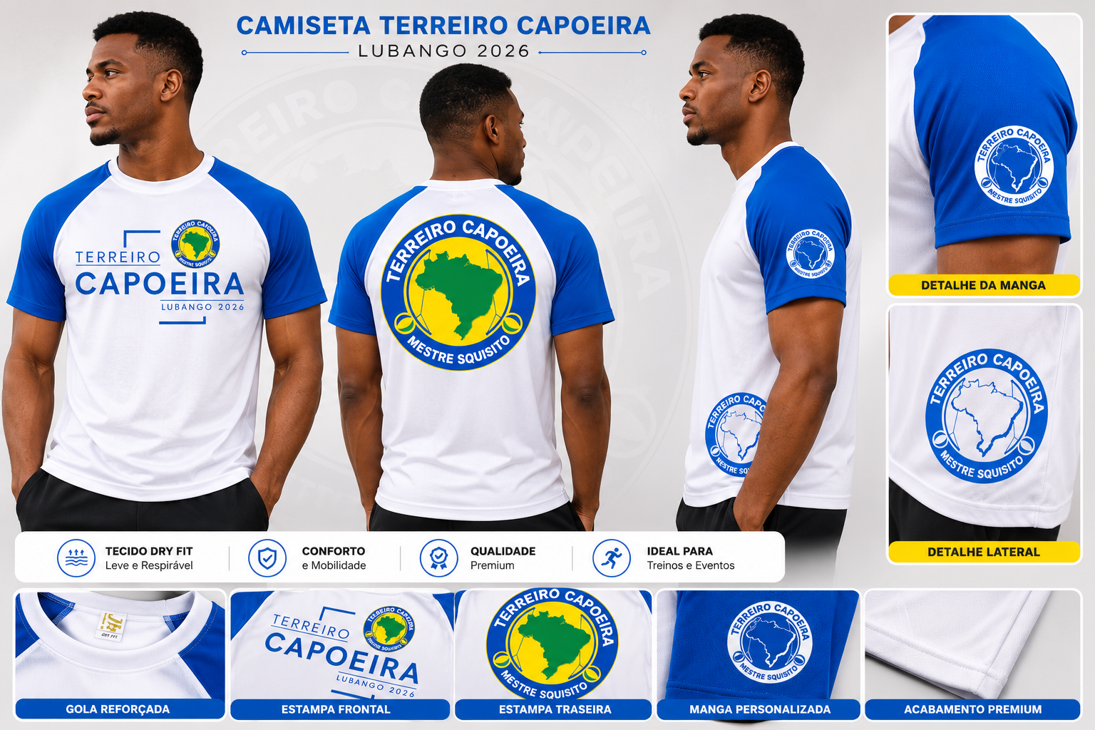Camiseta Terreiro Branco e Azul