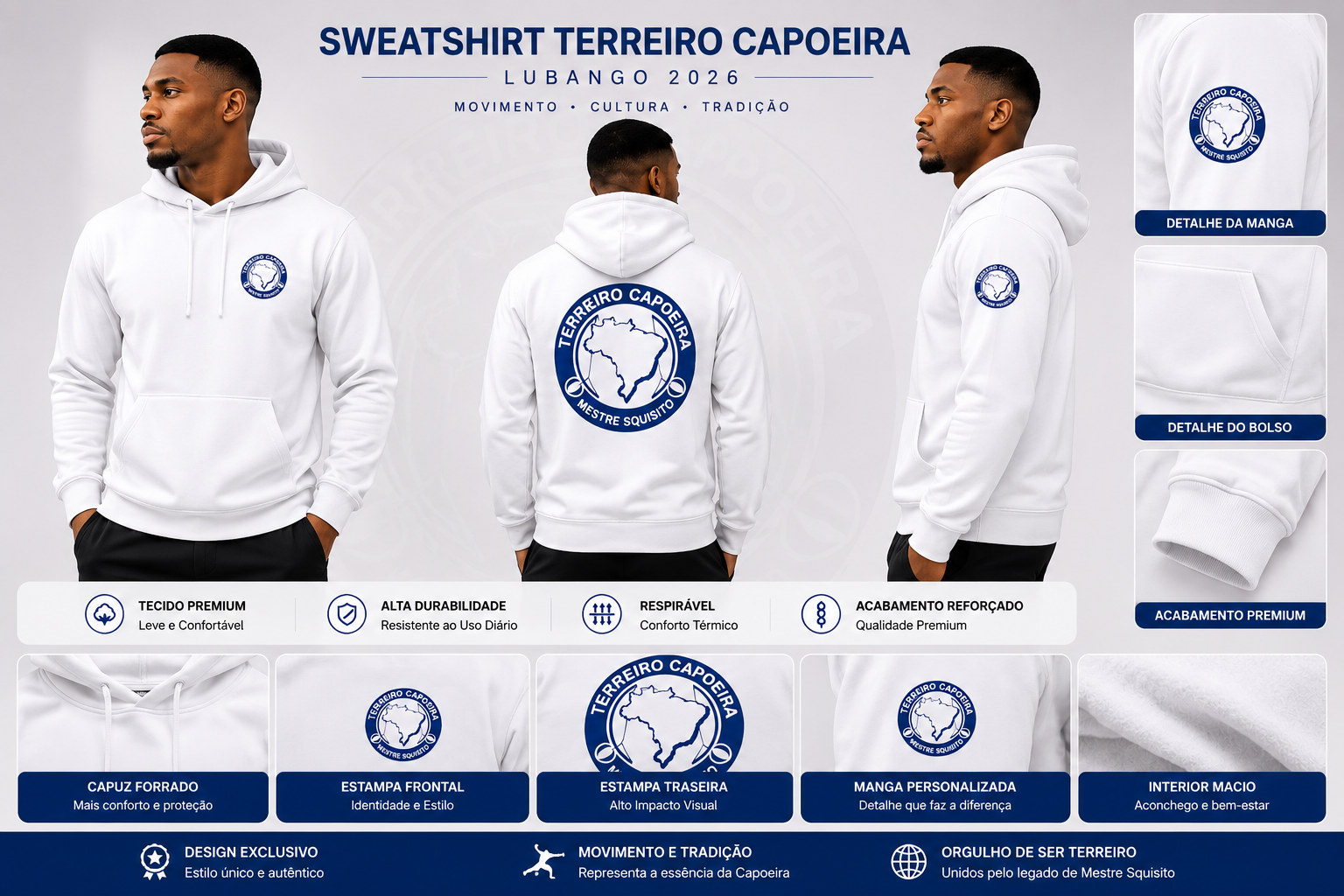 Sweatshirt Terreiro Branco e Azul